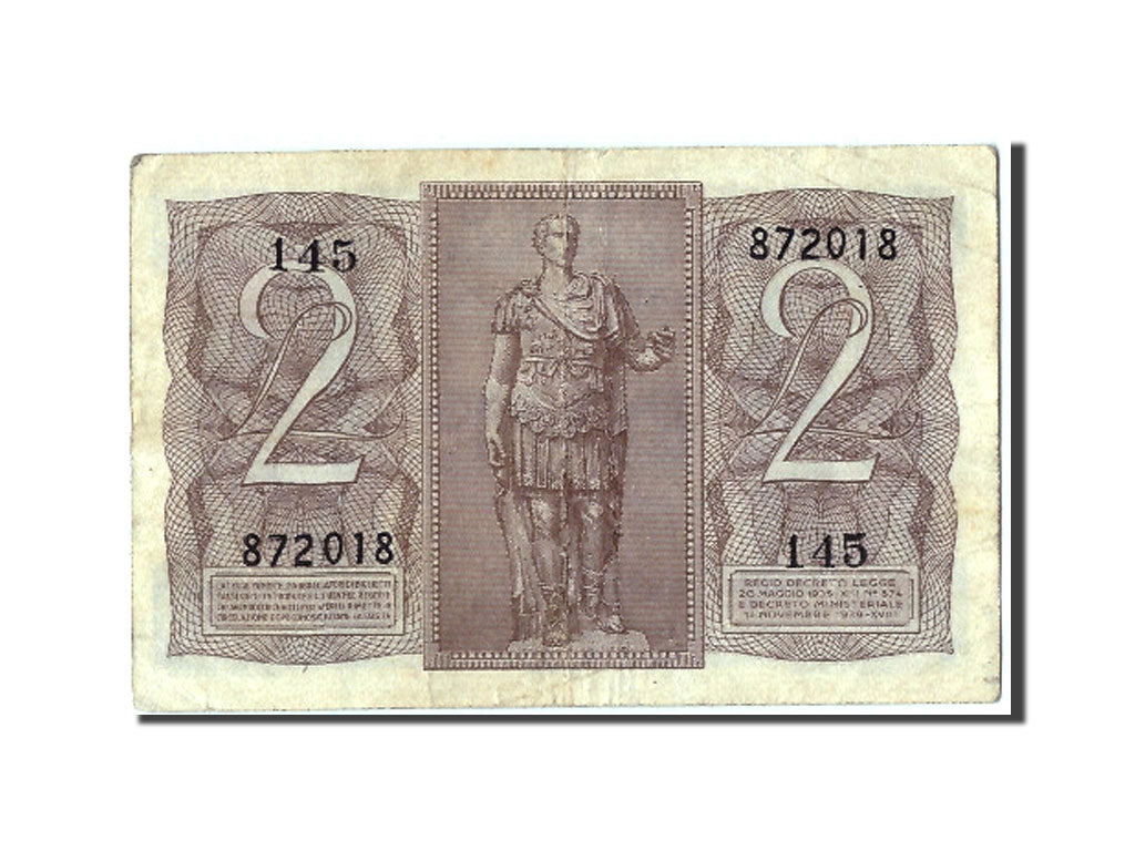 Italy, 2 Lire, 1939, KM #27, 1939-11-14, EF(40-45), 145 872018