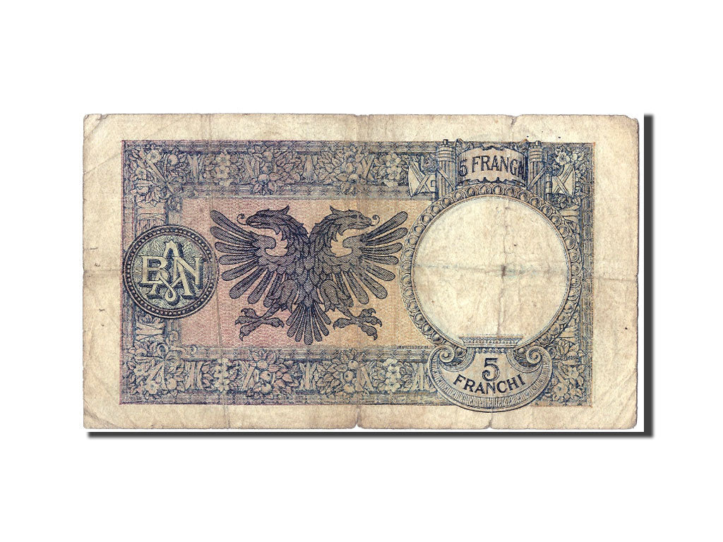 Albania, 5 Franga, KM #6a, VG(8-10), L3 7417