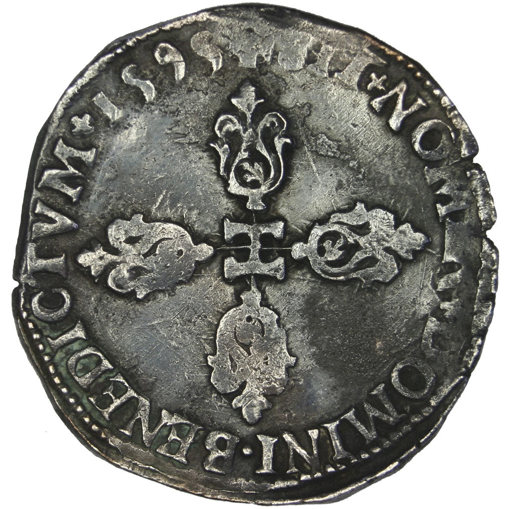 FRANCE, Demi Franc, 1595, Bordeaux, EF(40-45), Silver, Sombart #4748, 7.07