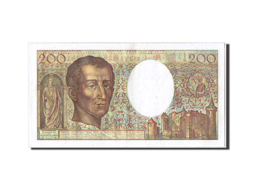 Banknote, France, 200 Francs, 200 F 1981-1994 ''Montesquieu'', 1989, AU(50-53)