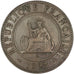 FRENCH INDO-CHINA, Cent, 1892, Paris, KM #1, AU(50-53), Bronze, 31, Lecompte...