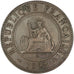 FRENCH INDO-CHINA, Cent, 1892, Paris, KM #1, AU(50-53), Bronze, 31, Lecompte...