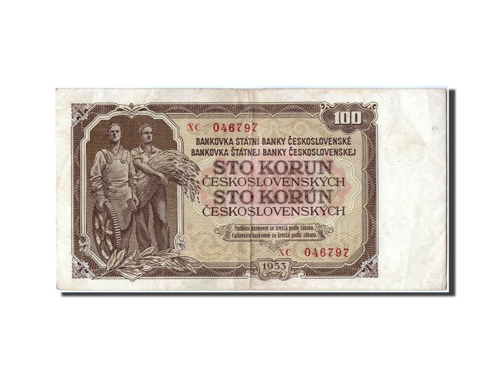Czechoslovakia, 100 Korun, 1953, KM #86b, EF(40-45), XC 046797