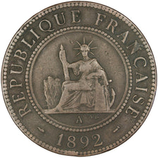 Coin, French Indochina, Cent, 1892, Paris, EF(40-45), Bronze, Lecompte:43