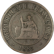 Indochine, 1 Cent, 1885, Paris, VF(30-35), Bronze, Lecompte #37, 9.80