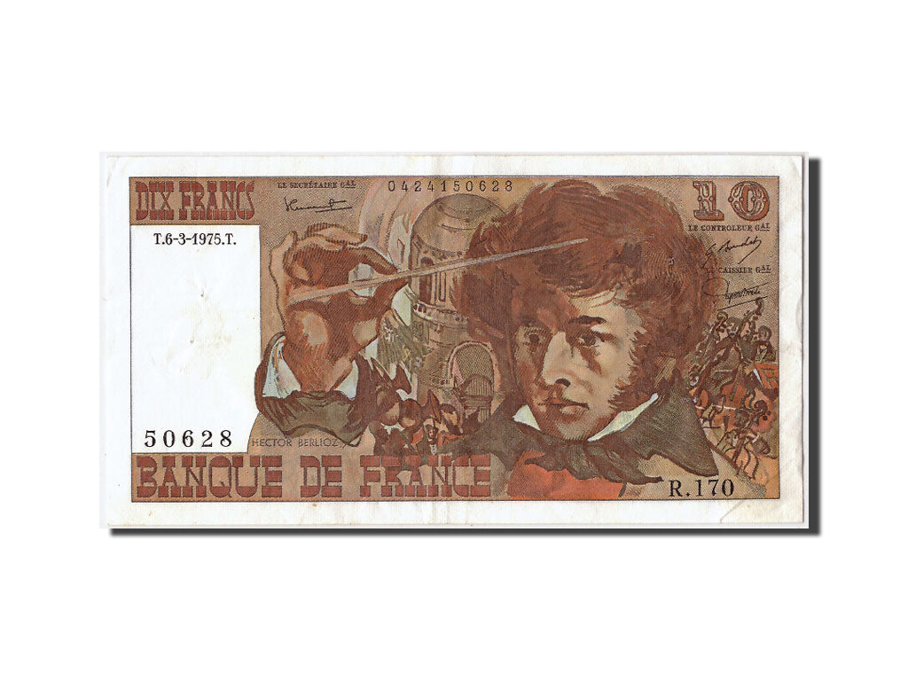 France, 10 Francs, 10 F 1972-1978 ''Berlioz'', 1975, KM #150b, 1975-03-06,...