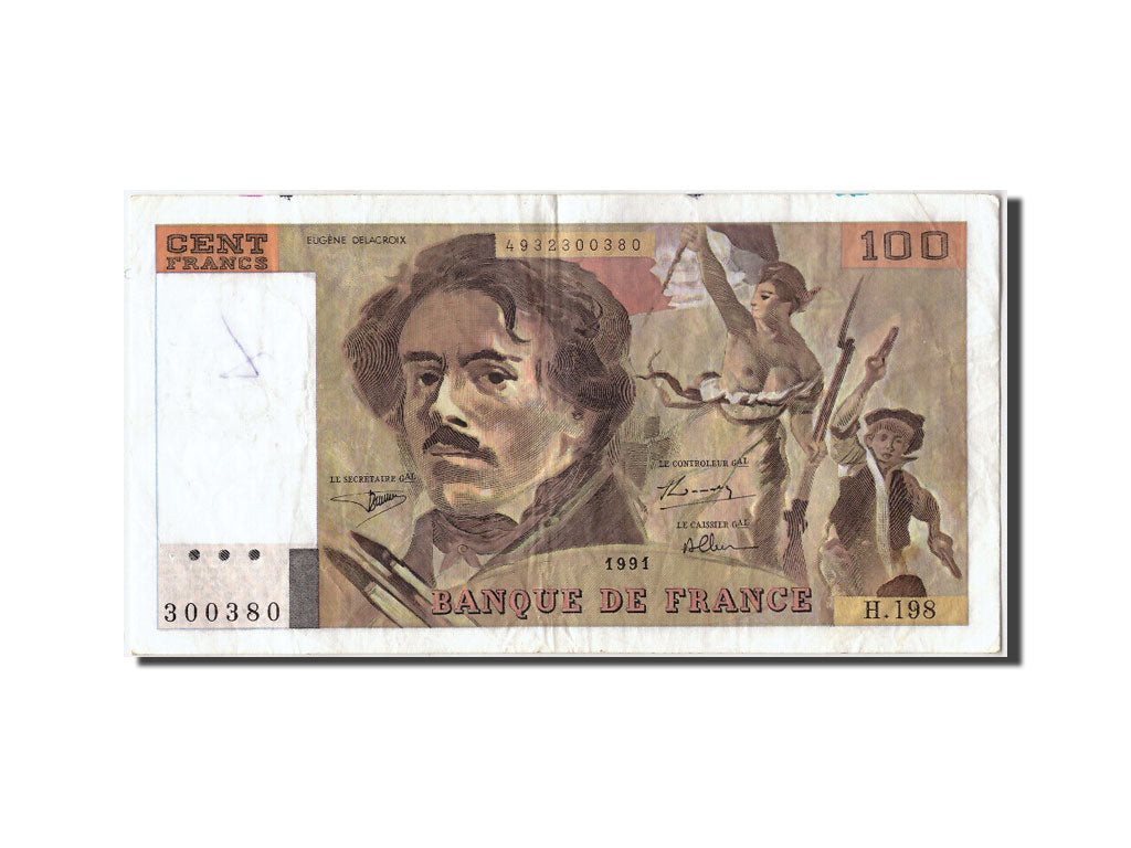 Banknote, France, 100 Francs, 100 F 1978-1995 ''Delacroix'', 1991, VF(20-25)
