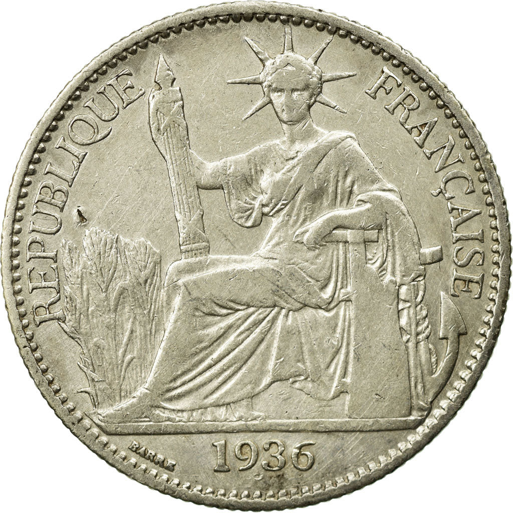 Moneta, Indocina francese, 50 Cents, 1936, Paris, BB, Argento, Lecompte:261