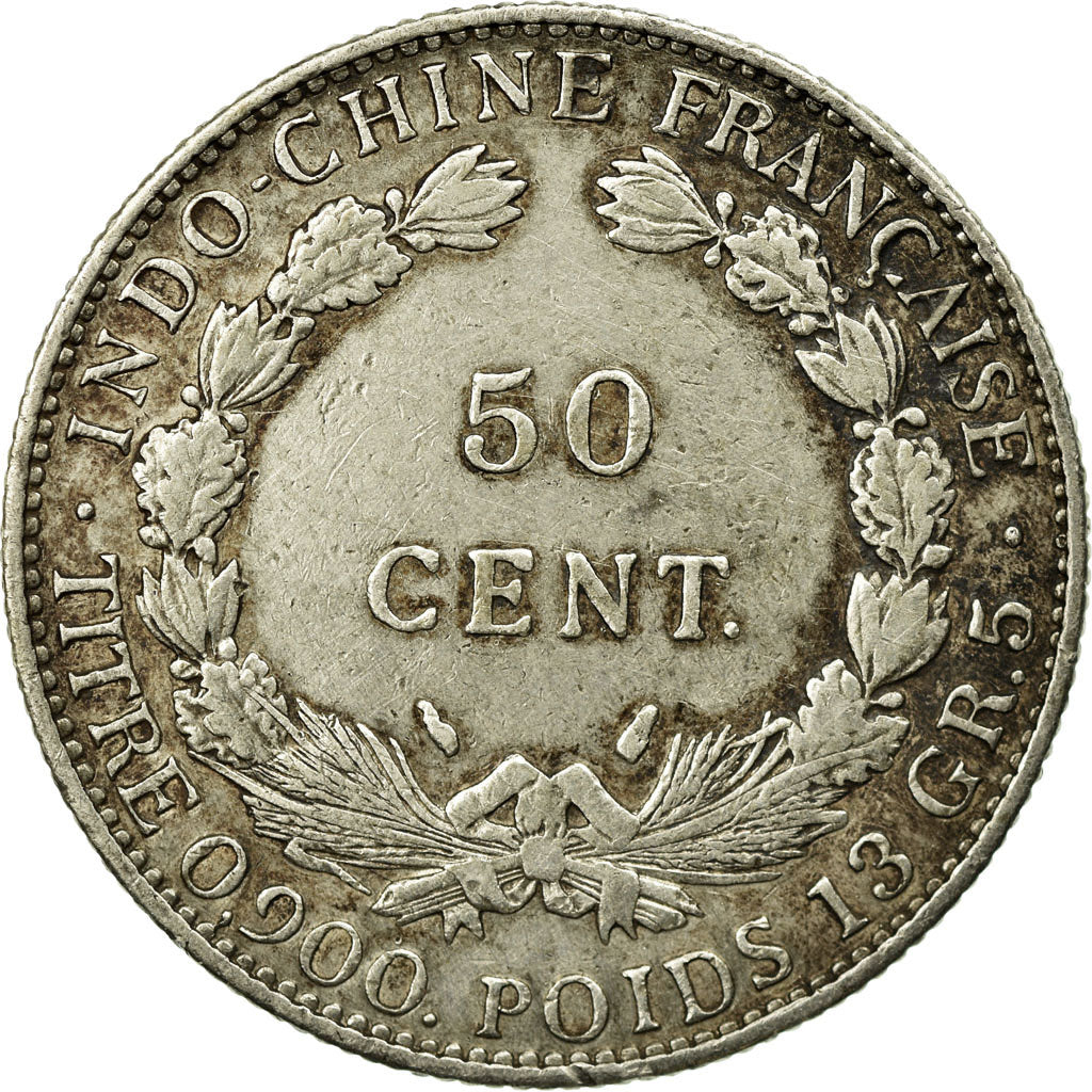 Moneta, Indocina francese, 50 Cents, 1936, Paris, BB, Argento, Lecompte:261
