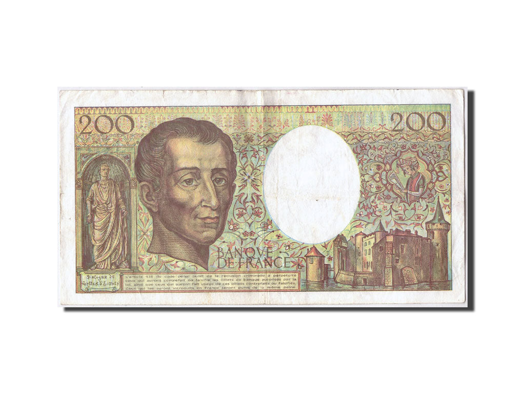 France, 200 Francs, 200 F 1981-1994 ''Montesquieu'', 1992, KM #155e, VF(20-25),.