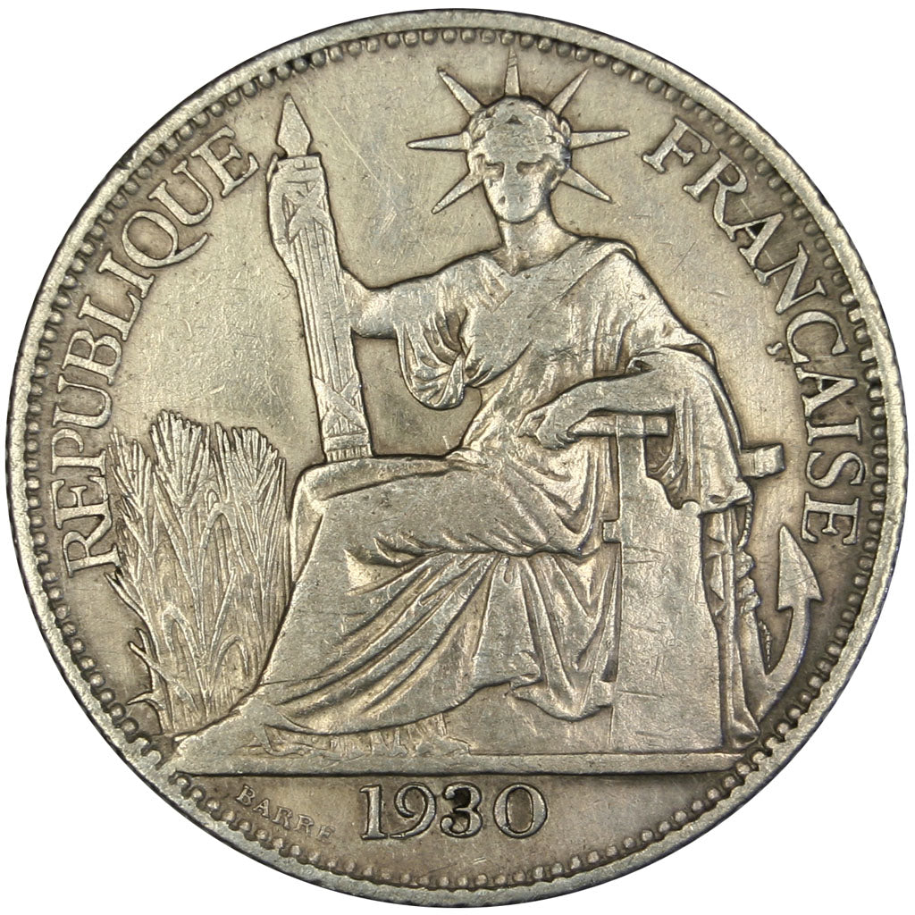 FRENCH INDO-CHINA, 20 Cents, 1930, Paris, KM #17.1, EF(40-45), Silver, 25.9,...