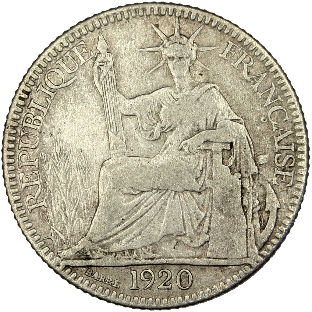 Indochine, 10 Cent, 1920, San Francisco, VF(30-35), Silver, Lecompte #159, 2.99