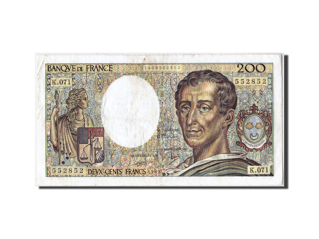 Biljet, Frankrijk, 200 Francs, 200 F 1981-1994 ''Montesquieu'', 1989, TB+