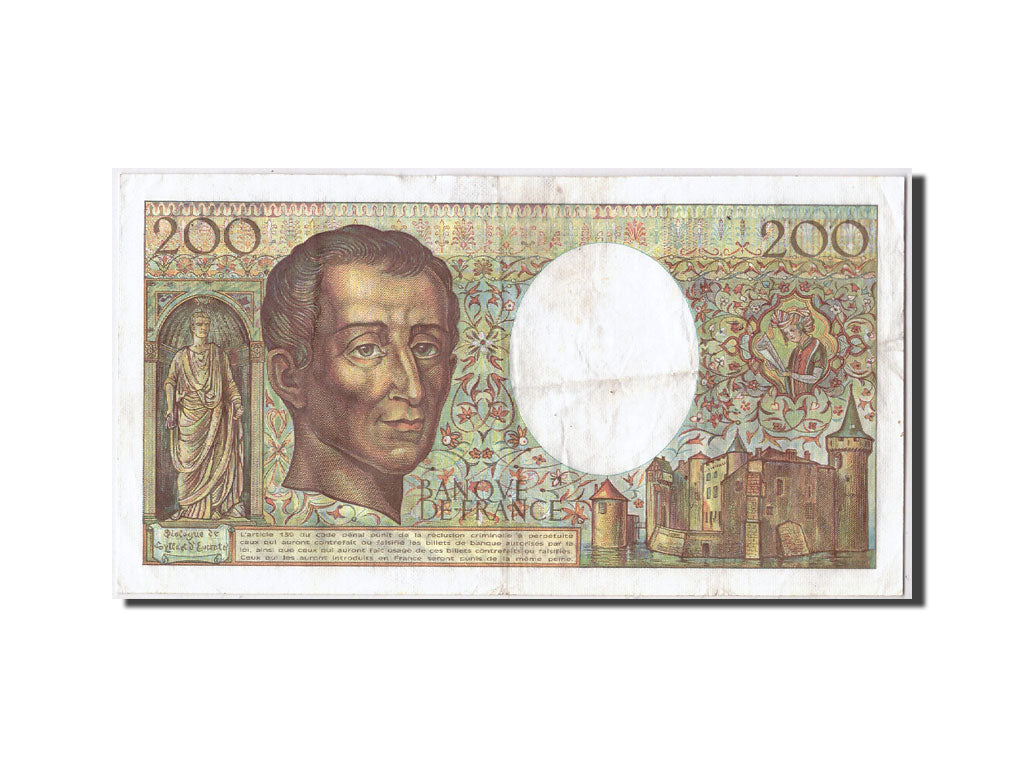 Biljet, Frankrijk, 200 Francs, 200 F 1981-1994 ''Montesquieu'', 1989, TB+