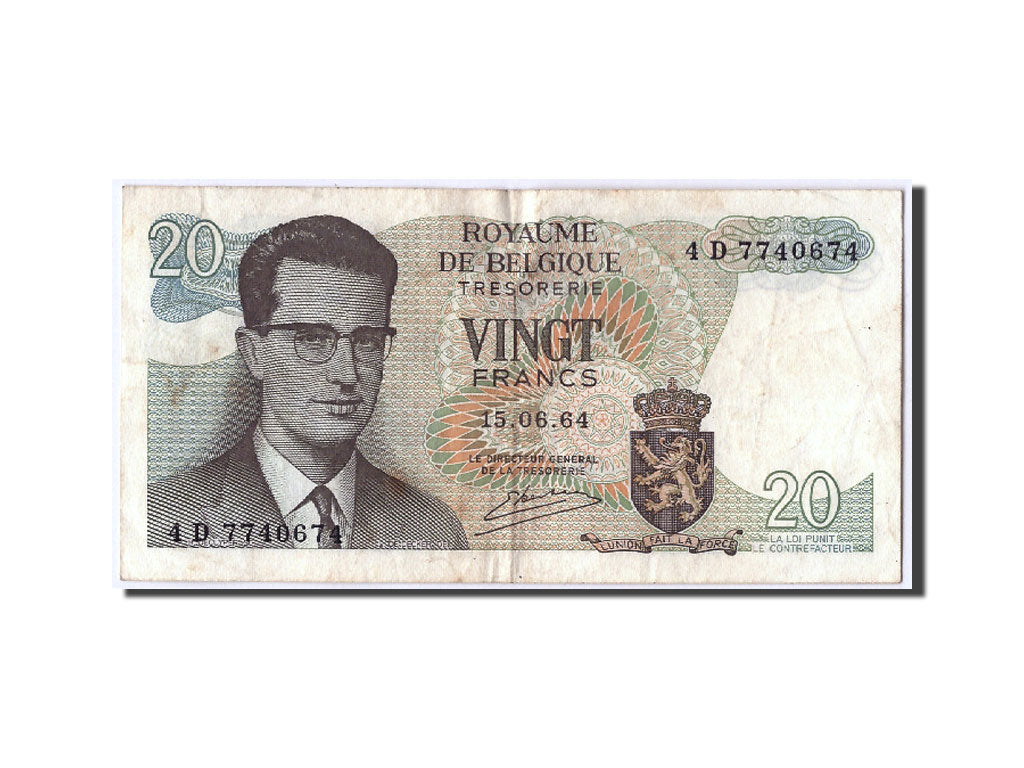 Banknote, Belgium, 20 Francs, 1964, 1964-06-15, VF(30-35)