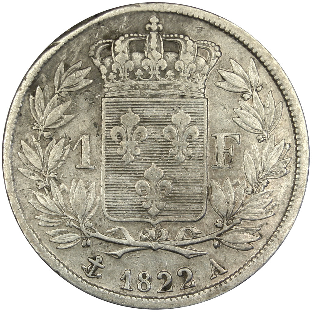 Francia, Louis XVIII, Louis XVIII, Franc, 1822, Paris, BB, Argento, Gadoury:449