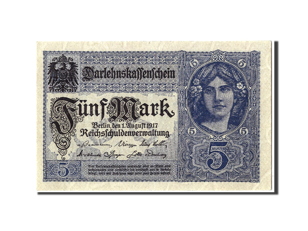 Banknote, Germany, 5 Mark, 1917, 1917-08-01, AU(55-58)