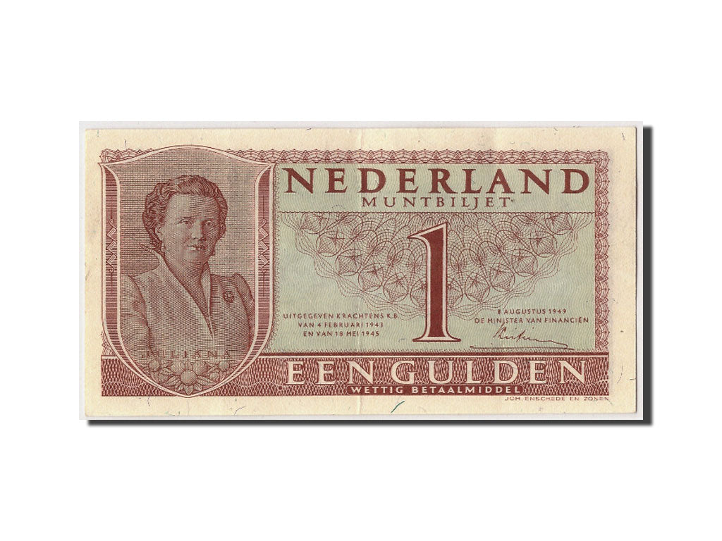 Netherlands, 1 Gulden, 1949, KM #72, 1949-08-08, AU(50-53), 1PA092495
