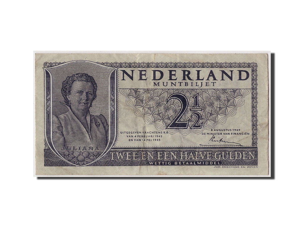 Banknote, Netherlands, 2 1/2 Gulden, 1949, 1949-08-08, EF(40-45)