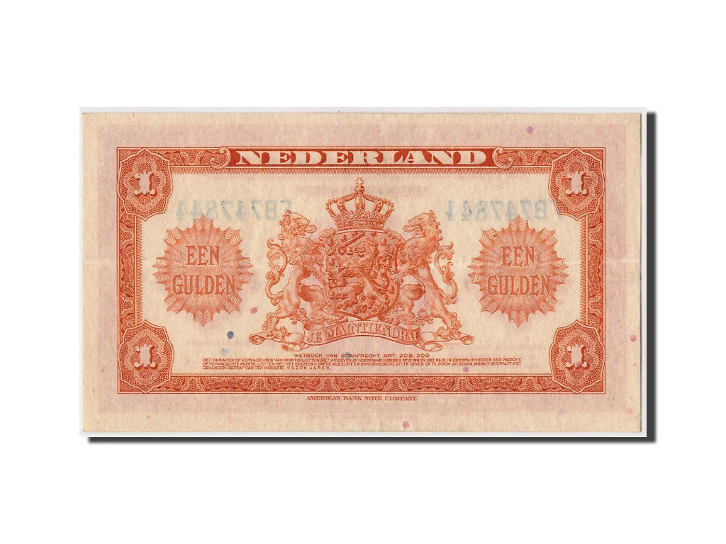 Netherlands, 1 Gulden, 1943, KM #64a, 1943-02-04, AU(55-58), FB747844