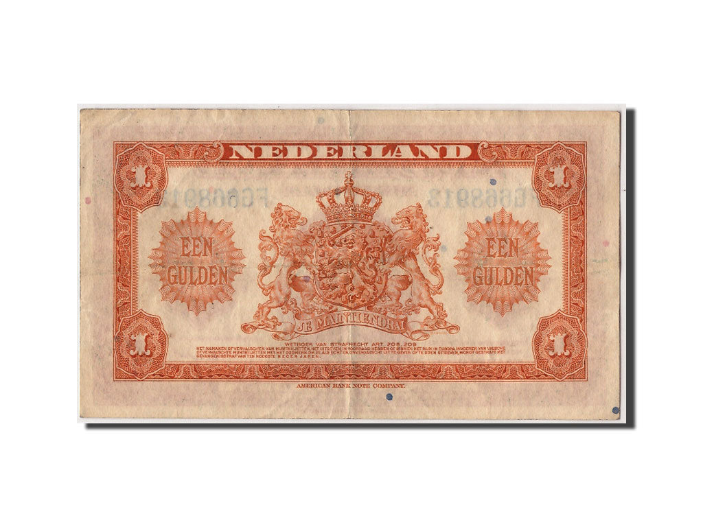 Netherlands, 1 Gulden, 1943, KM #64a, 1943-02-04, VF(30-35), FG668913