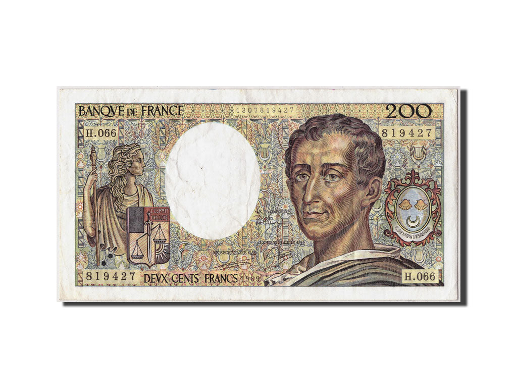 France, 200 Francs, 200 F 1981-1994 ''Montesquieu'', 1989, KM #155c, VF(20-25),.