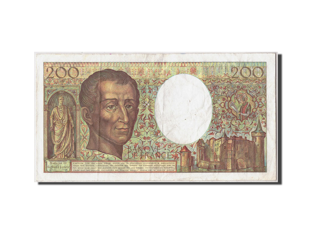 France, 200 Francs, 200 F 1981-1994 ''Montesquieu'', 1989, KM #155c, VF(20-25),.