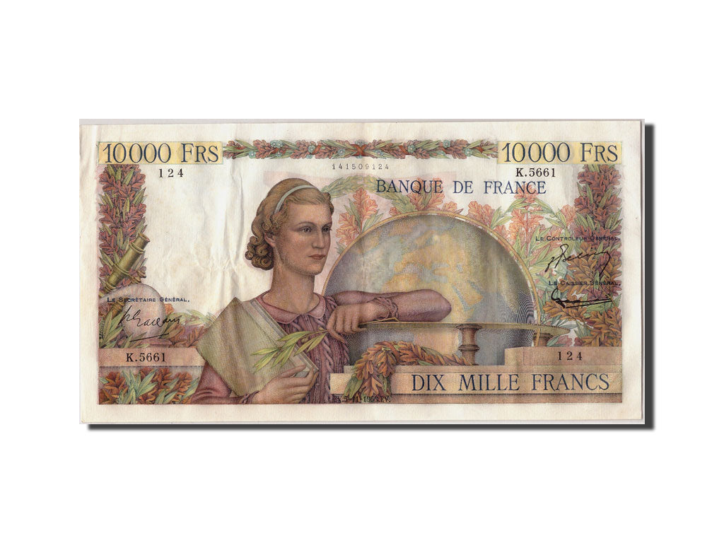 Banknote, France, 10,000 Francs, 10 000 F 1945-1956 ''Génie Français'', 1953