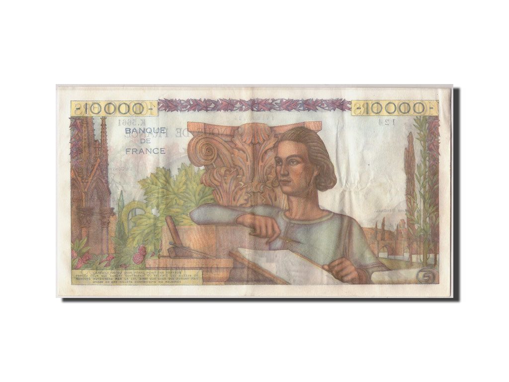 Banknote, France, 10,000 Francs, 10 000 F 1945-1956 ''Génie Français'', 1953
