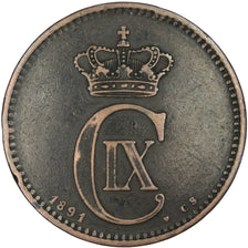 DENMARK, 5 Ore, 1891, KM #794.1, VF(20-25), Bronze, 7.79