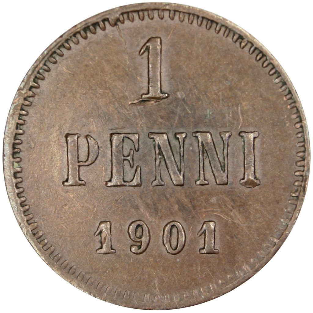 FINLAND, Penni, 1901, KM #13, AU(55-58), Copper, 15, 1.28