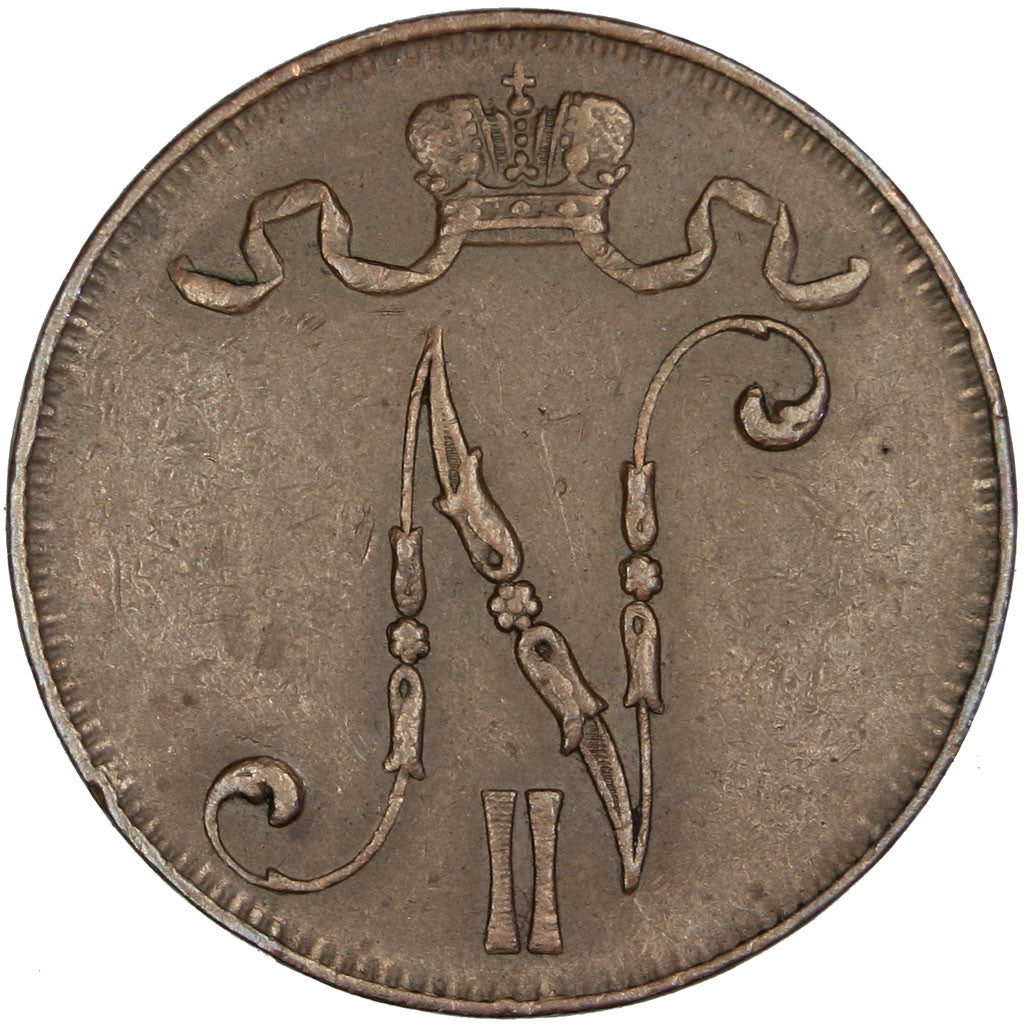 Münze, Finnland, Nicholas II, 5 Pennia, 1912, SS+, Kupfer, KM:15