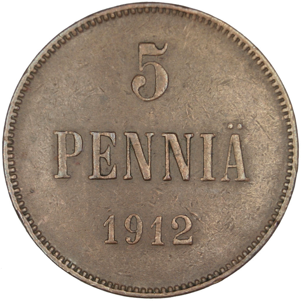 Münze, Finnland, Nicholas II, 5 Pennia, 1912, SS+, Kupfer, KM:15