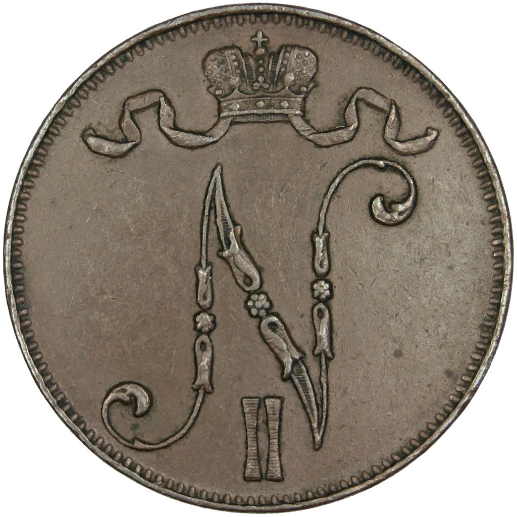 Moneda, Finlandia, Nicholas II, 5 Pennia, 1915, EBC, Cobre, KM:15