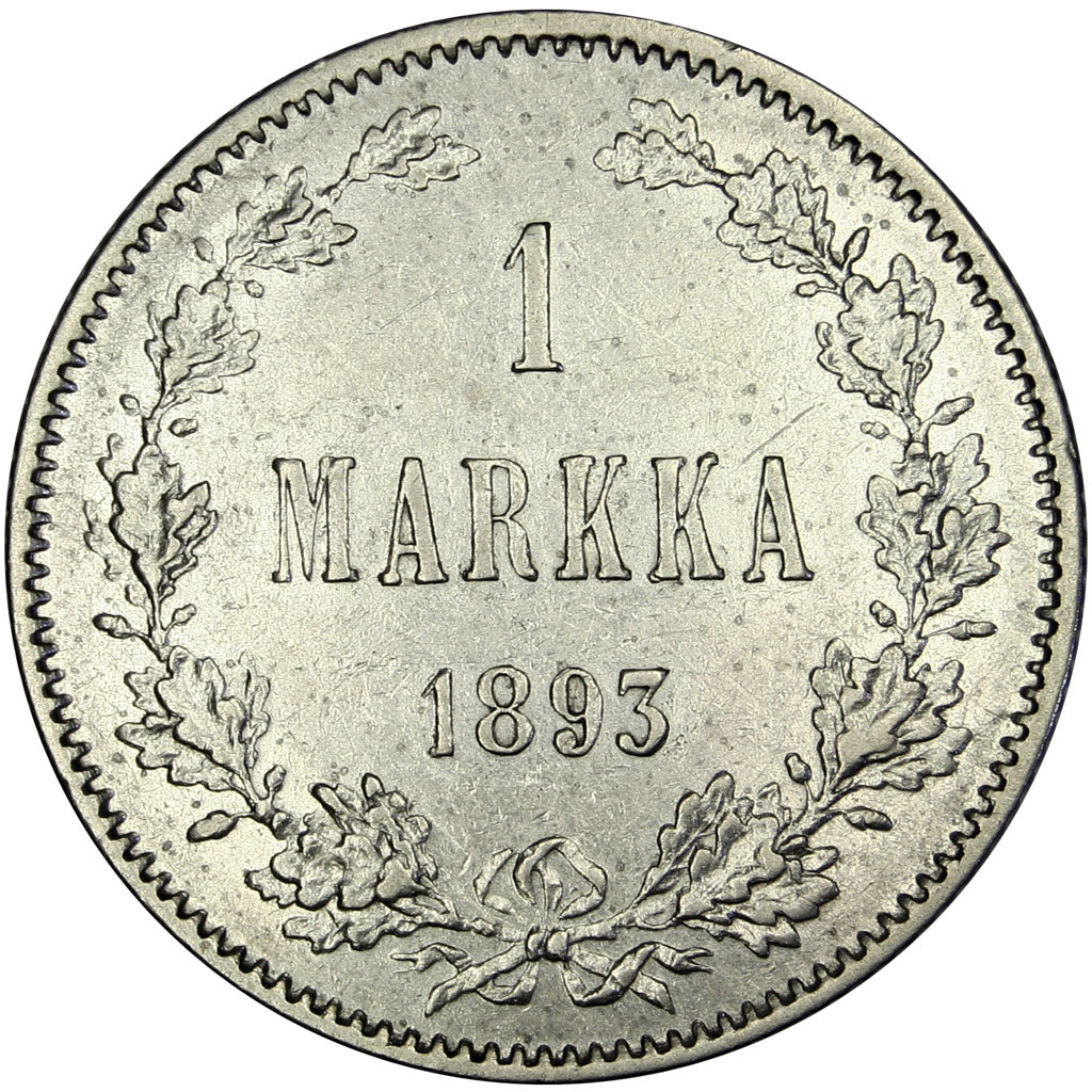 FINLAND, Markka, 1893, KM #3.2, AU(55-58), Silver, 24, 5.15