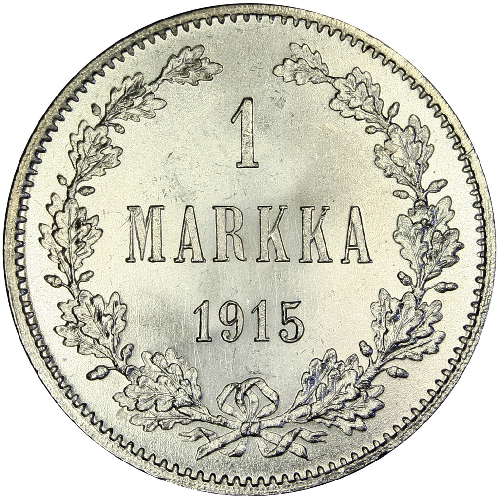 Finlandia, Nicholas II, Markka, 1915, SPL, Argento, KM:3.2