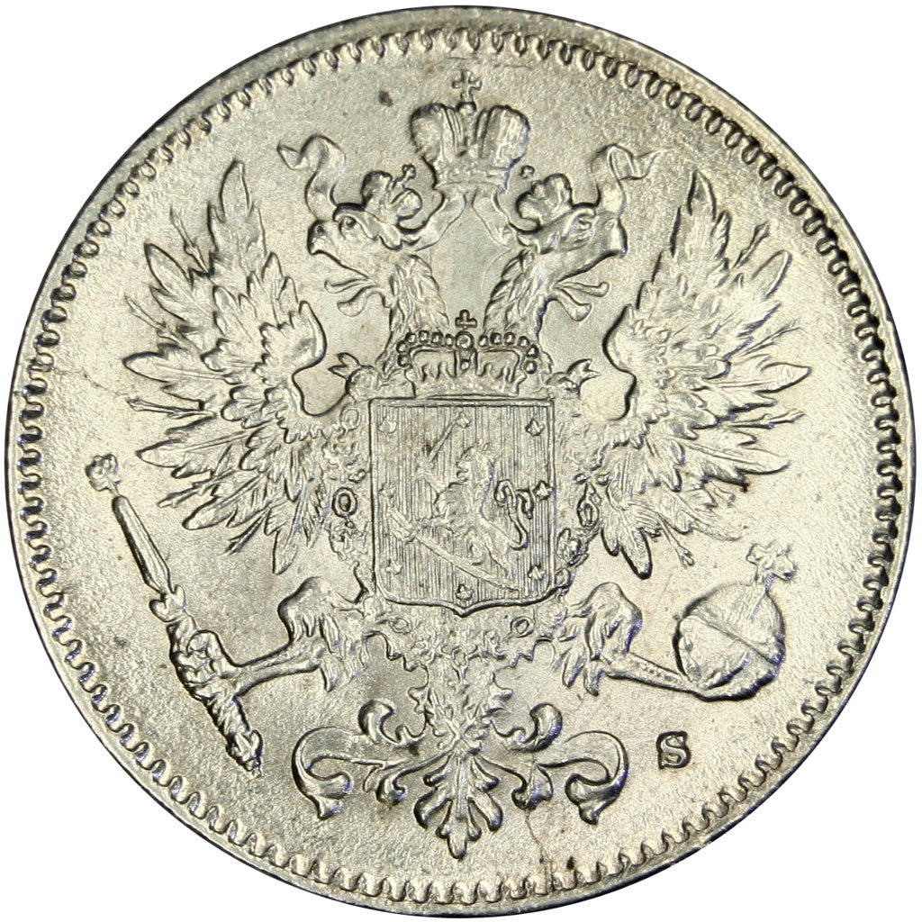 Coin, Finland, Nicholas II, 50 Penniä, 1916, MS(60-62), Silver, KM:2.2
