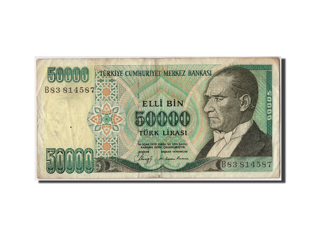 Banconote, Turchia, 50,000 Lira, MB