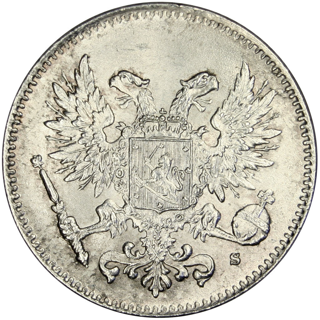 Coin, Finland, Nicholas II, 50 Penniä, 1917, MS(60-62), Silver, KM:2.2