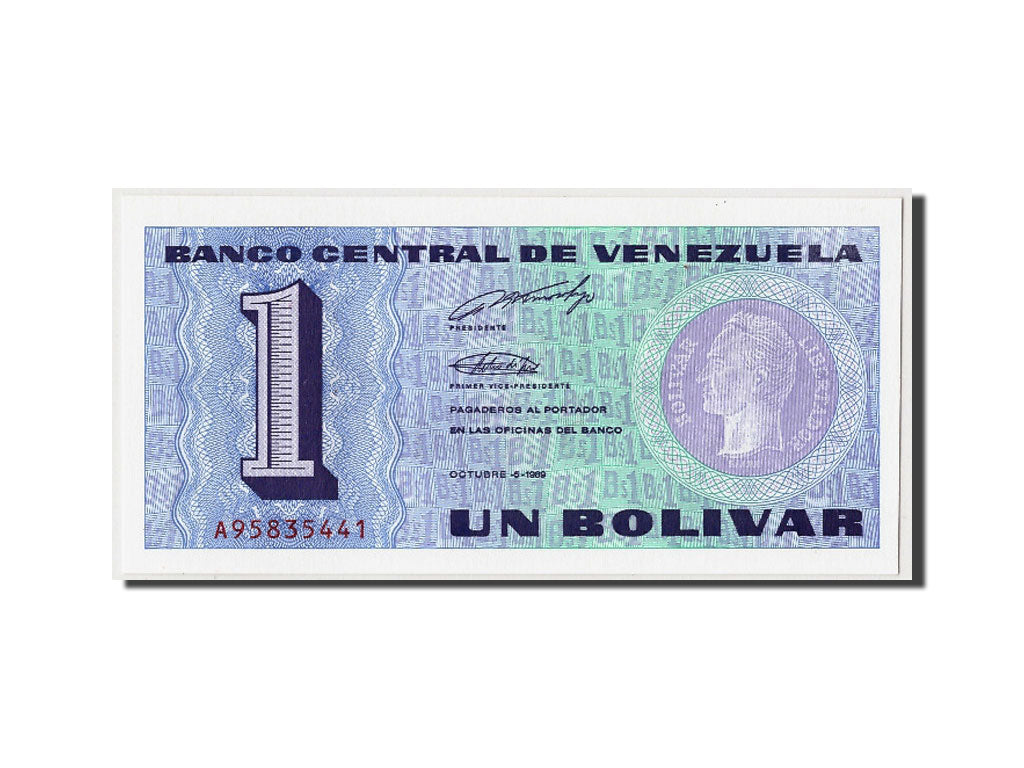 Banknote, Venezuela, 1 Bolivar, 1989, 1989-10-05, UNC(65-70)