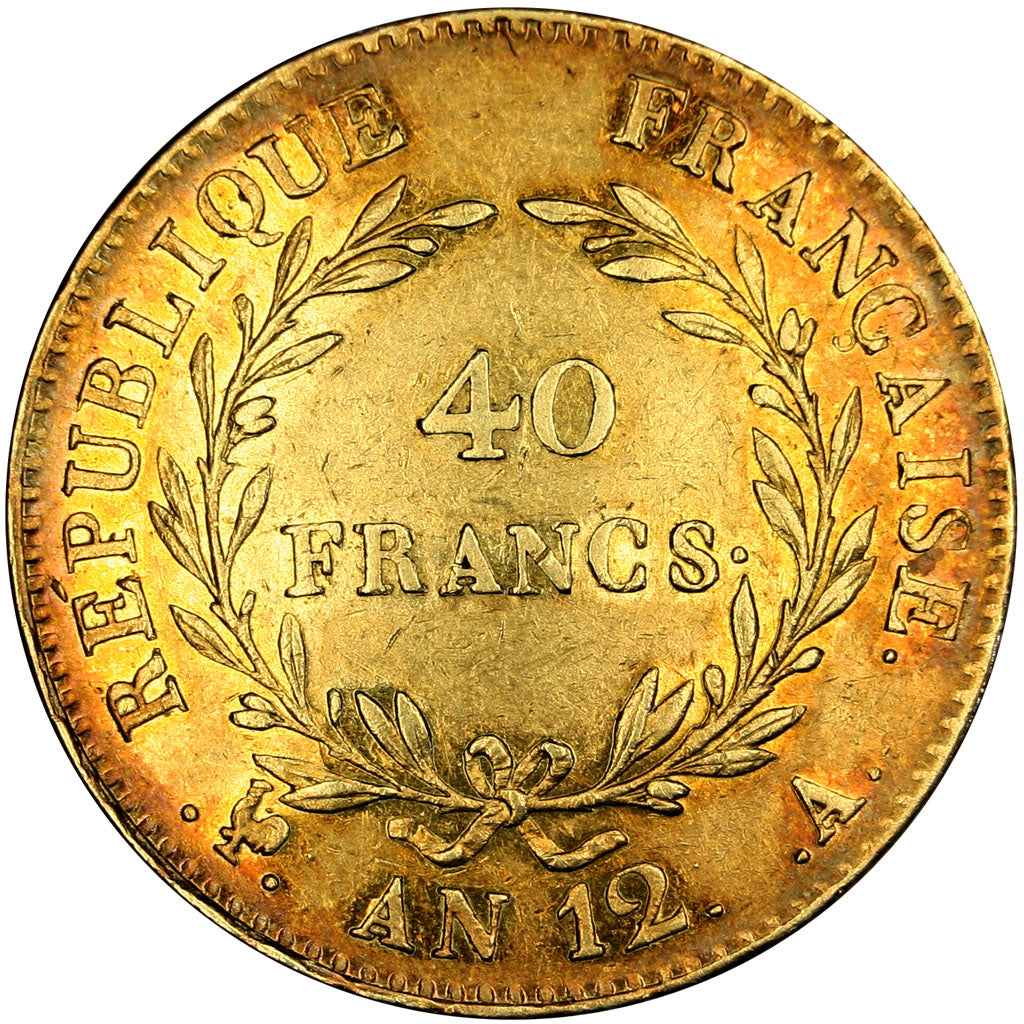 FRANCE, Napoléon I, 40 Francs, 1804, Paris, KM #652, AU(55-58), Gold, Gadoury #.
