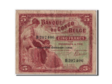Belgian Congo, 5 Francs, 1942, KM #13, 1942-06-10, VF(30-35), B207406