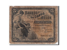 Banconote, Congo belga, 5 Francs, 1944, 1944-03-10, B+