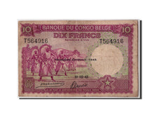 Banconote, Congo belga, 10 Francs, 1943, 1943-02-10, MB+