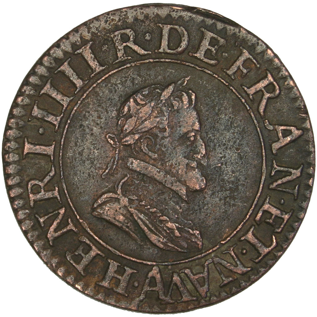 FRANCE, Double Tournois, 1603, Paris, EF(40-45), Copper, 2.78