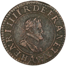 FRANCE, Double Tournois, 1603, Paris, EF(40-45), Copper, 2.78