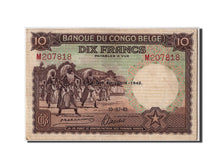 Belgian Congo, 10 Francs, 1942, KM #14Ba, 1942-07-10, UNC(63), M207818