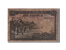 Banknote, Belgian Congo, 10 Francs, 1944, 1944-06-10, VF(20-25)