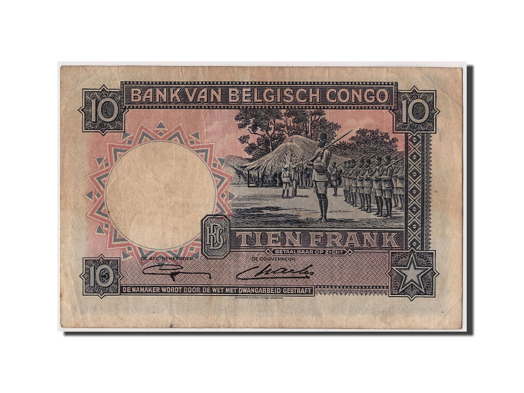 Belgian Congo, 10 Francs, 1948, 1948-11-11, EF(40-45)