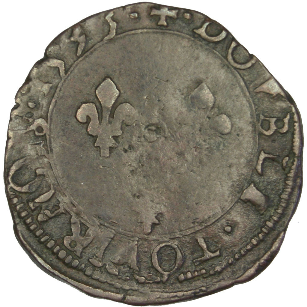 Moneta, Francia, Double Tournois, 1593, Dijon, MB+, Rame, CGKL:146